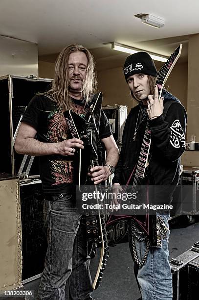 Roope Latvala and Alexi Laiho of Finnish heavy metal band Children of Bodom. During a shoot for Total Guitar Magazine/Future via Getty Images, April...