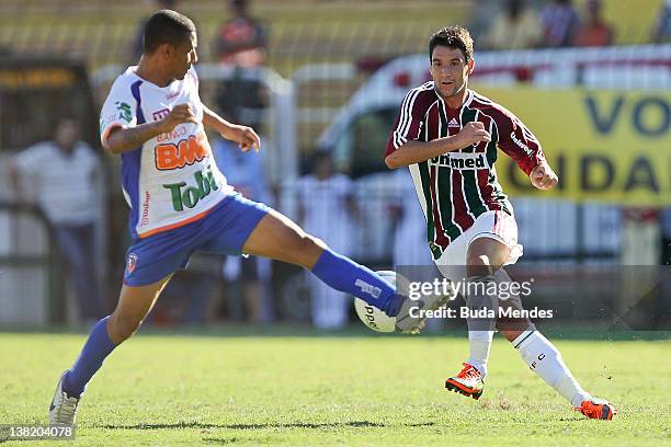 Thiago Neves of Fluminense struggles for the ball during a match between Fluminense v Duque de Caxias as part of the Guanabara Cup at Cidadania...