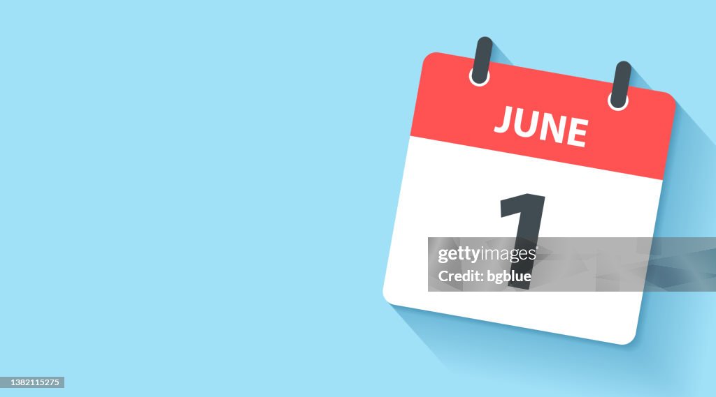 June 1 - Daily Calendar Icon in flat design style