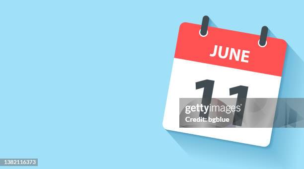 june 11 - daily calendar icon in flat design style - number 11 stock illustrations