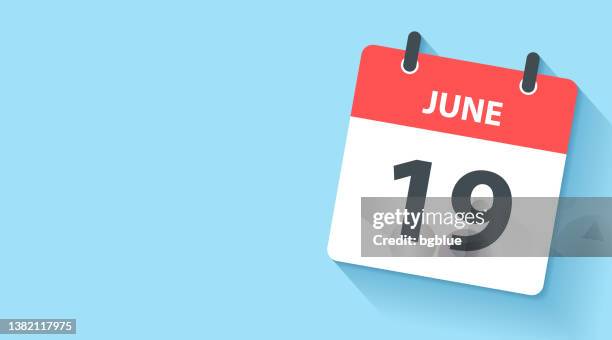 june 19 - daily calendar icon in flat design style - number 19 stock illustrations
