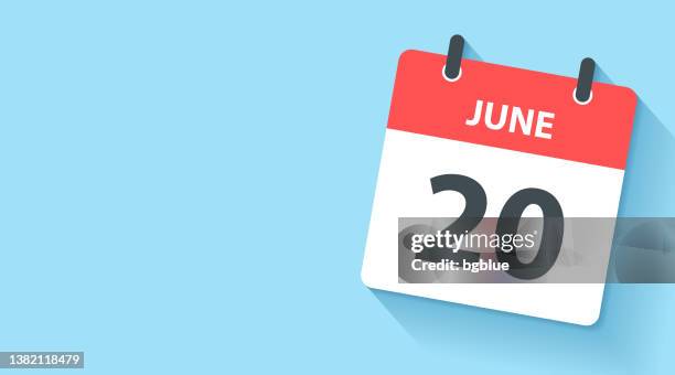 june 20 - daily calendar icon in flat design style - june stock illustrations