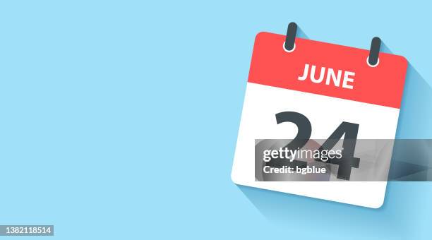 june 24 - daily calendar icon in flat design style - june 1 stock illustrations