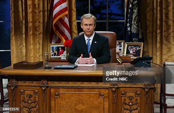 Episode 16 -- Aired -- Pictured: Chris Parnell as George W. Bush during "The Situation in Iraq" skit