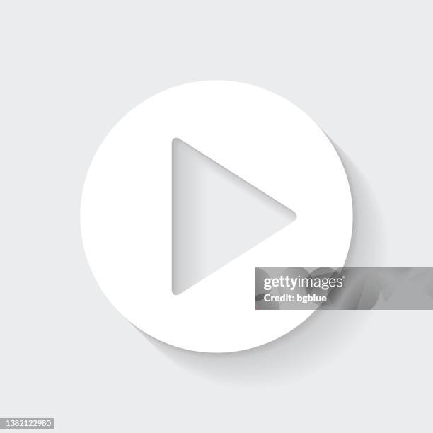 stockillustraties, clipart, cartoons en iconen met play button. icon with long shadow on blank background - flat design - wit