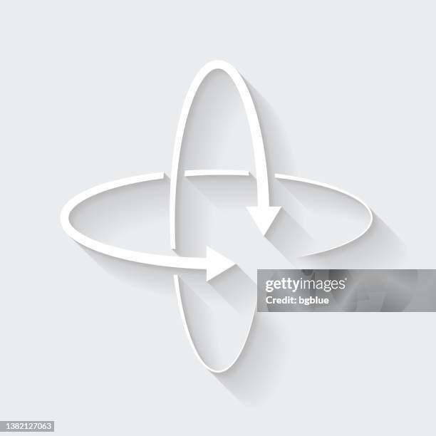 360 degree rotation arrows. icon with long shadow on blank background - flat design - 360 度景象 幅插畫檔、美工圖案、卡通及圖標