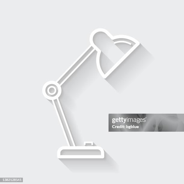 desk lamp. icon with long shadow on blank background - flat design - light switch stock illustrations