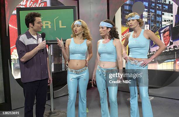 Episode 4 -- Aired -- Pictured: Jimmy Fallon as Carson Daly, Maya Rudolph as Britanica, Ana Gasteyer as Jonette, Charlize Theron as Salon during...