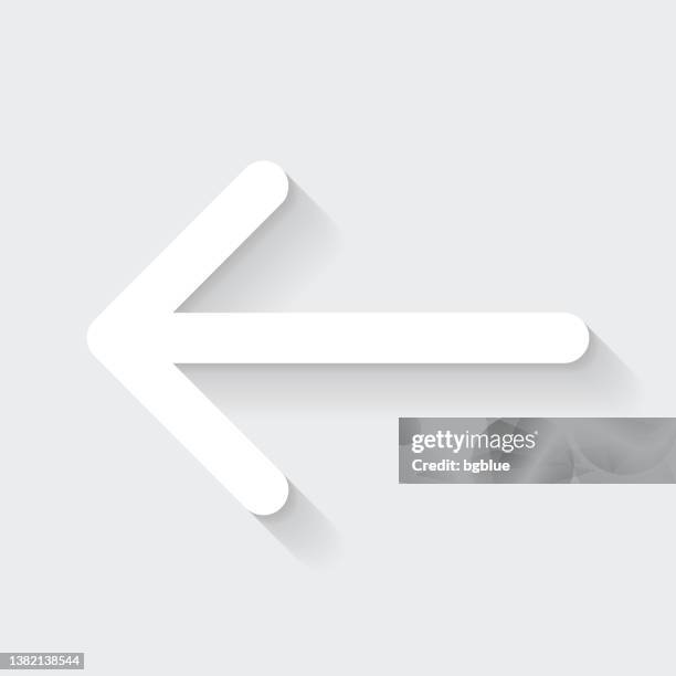 left arrow. icon with long shadow on blank background - flat design - left handed stock illustrations