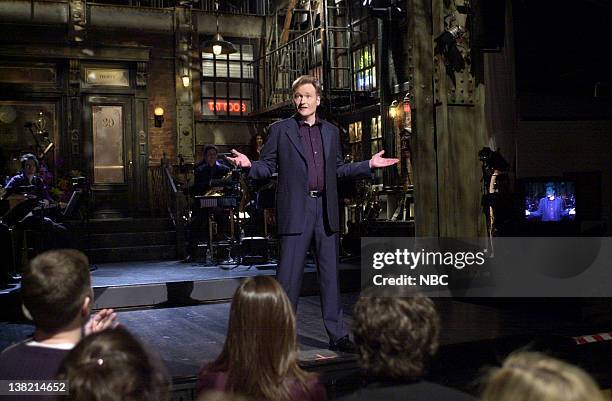 Episode 14 -- Aired -- Pictured: Conan O'Brien during the monologue