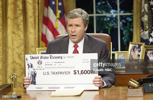 Episode 2 -- Aired -- Pictured: Will Ferrell as George W. Bush during "Bush's Refund Check" skit