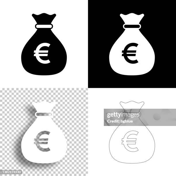 stockillustraties, clipart, cartoons en iconen met money bag with euro sign. icon for design. blank, white and black backgrounds - line icon - money bag