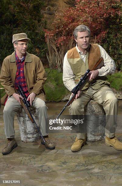 Episode 3 -- Aired -- Pictured: Dana Carvey as George Bush, Will Ferrell as George W. Bush during "Dad & Son go Hunting" skit on October 21, 2000