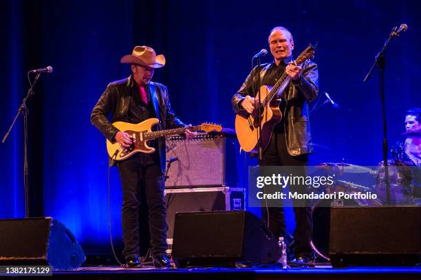 Bother Phil and Dave Alvin performs live on stage at teatro Condominio in Gallarate. Gallarate , October 31st, 2014