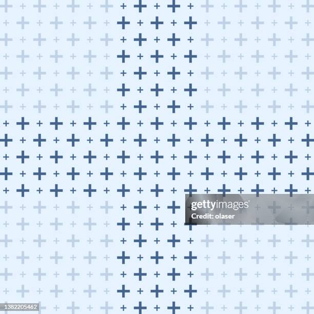 plus sign made of plus shapes in two sizes, blue grid pattern - add stock illustrations