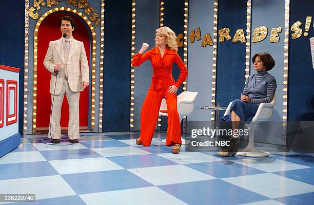 Episode 18 -- Aired -- Pictured: Chris Parnell as Bert Convy as Bert Convy, Amy Poehler as Beth Burns, Julia Louis-Dreyfus as Debbie Wagner during...