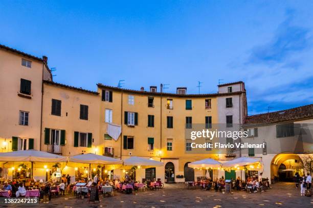lucca, piazza dell'anfiteatro (tuscany, italy) - lucca stock pictures, royalty-free photos & images