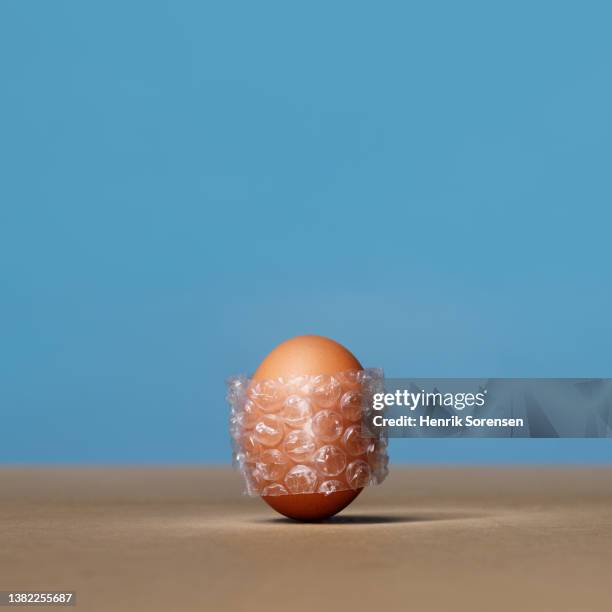 egg shot in studio - luftpolsterfolie stock-fotos und bilder
