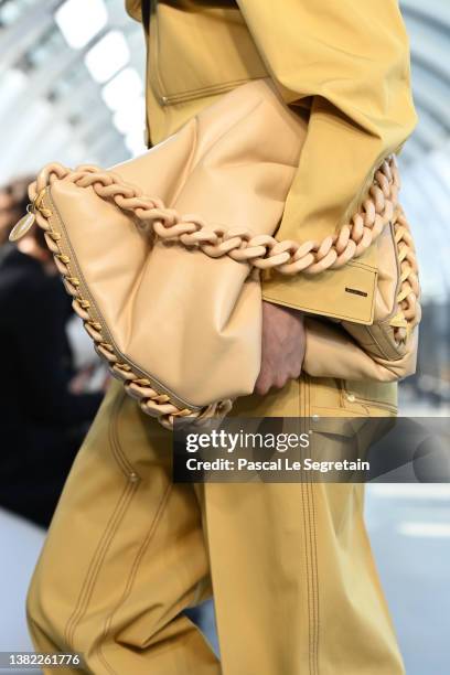 Model, bag detail, walks the runway during the Stella McCartney Womenswear Fall/Winter 2022-2023 show as part of Paris Fashion Week at Centre...