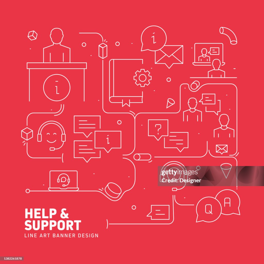 Help And Support Option Help And Support Related Modern Line Style Vector Illustration High-Res ...