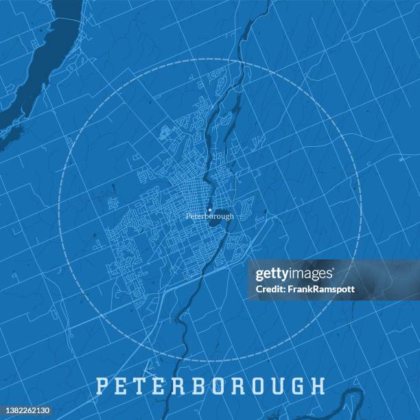 peterborough on city vector road map blue text - peterborough ontario 幅插畫檔、美工圖案、卡通及圖標