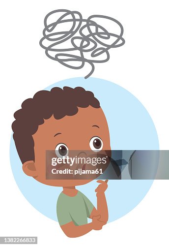 African Cute Boy Solving Logical Problem, Confused boy African Cute Boy Solving Logical Problem, Confused boy