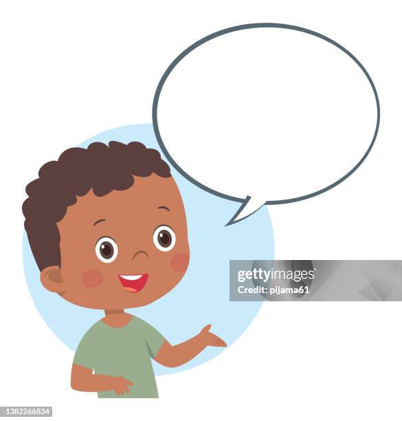 african cute boy with speech bubble - thinking thought bubble stock illustrations