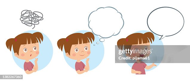 Problem Thinking Girl Cute Girl Solving Logical Problem Smiling Girl With Thinking Bubble ...
