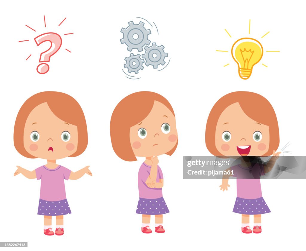 Problem Thinking Girl Thinking Cartoon Girl