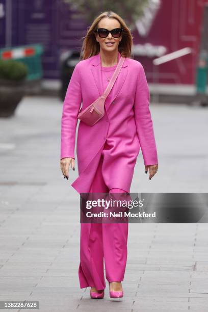 Amanda Holden seen leaving Heart Breakfast Radio Studios on March 07, 2022 in London, England.