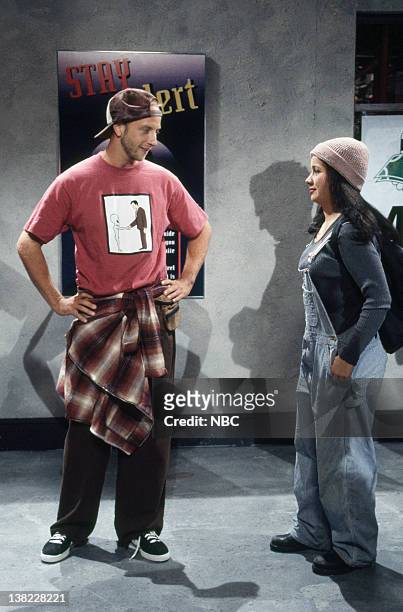 Episode 1 -- Aired -- Pictured: Chris elliott, Janeane Garofalo during a skit on September 24, 1994