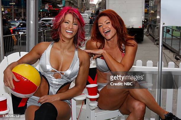 Bringing a Promo to Life" -- Picured: Jennifer "Phoenix" Widerstrom and Valerie "Siren" Waugaman of "American Gladiators" in New York, NY on May 12,...