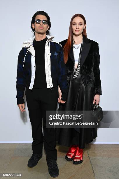 Joe Jonas and Sophie Turner attend the Louis Vuitton Womenswear Fall/Winter 2022/2023 show as part of Paris Fashion Week on March 07, 2022 in Paris,...