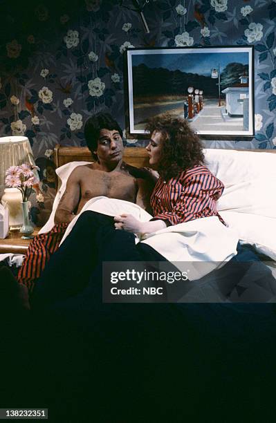 Episode 15 -- Pictured: Tony Danza as husband, Joan Cusack as Kathy during the 'Unconditional Love' skit on April 19, 1986