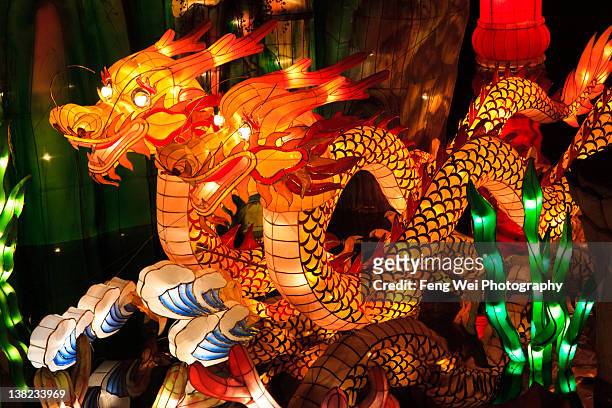 dragon lanterns - lantern festival china stock pictures, royalty-free photos & images