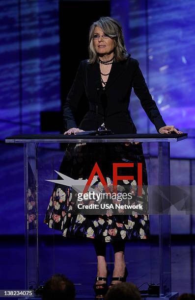 36th ANNUAL AFI LIFE ACHIEVEMENT AWARD: A TRIBUTE TO WARREN BEATTY -- Air Date -- Pictured: Actress Diane Keaton speaks on stage during the 36th...