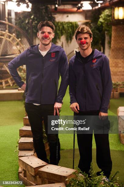In this image released on March 8 Mason Mount and Declan Rice during the 2022 Mini Golf Challenge for Comic Relief on March 1,2022 in London,...
