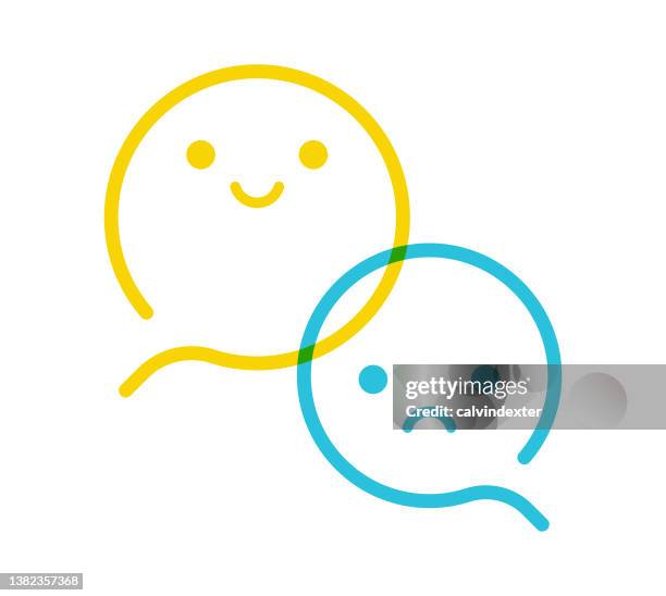 illustrations, cliparts, dessins animés et icônes de émoticônes sur les bulles de parole - happy sad