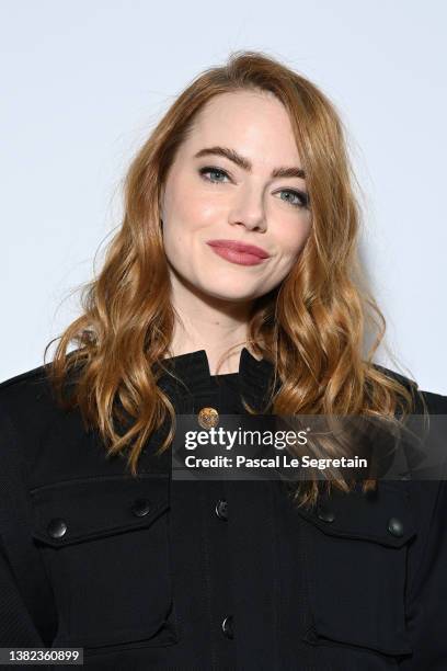 Emma Stone Dons Striped Suit at Louis Vuitton Fall 2023 PFW Show – WWD