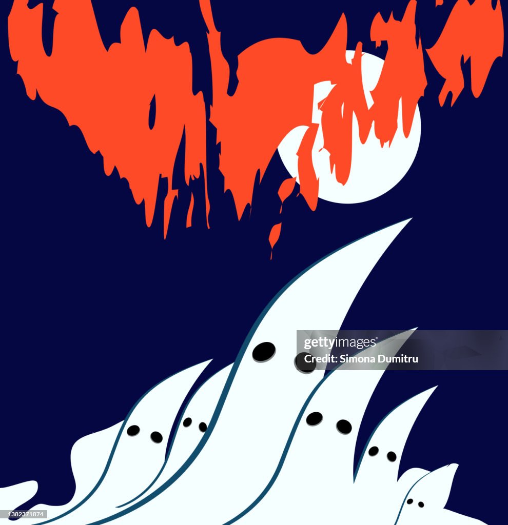 Illustration of waves at night for the idea of white supremacy movement