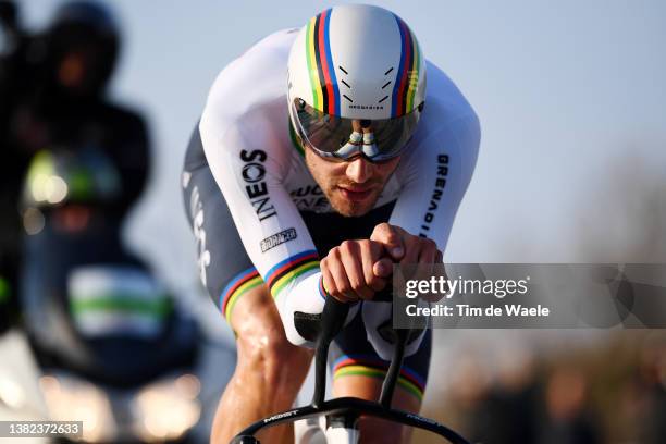 Filippo Ganna of Italy and Team INEOS Grenadiers sprints during the 57th Tirreno-Adriatico 2022, Stage 1 a 13,9km individual time trial from Lido di...