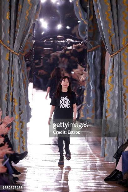 Fashion designer Chitose Abe during the Sacai Womenswear Fall/Winter 2022-2023 show as part of Paris Fashion Week on March 7, 2022 in Paris, France.