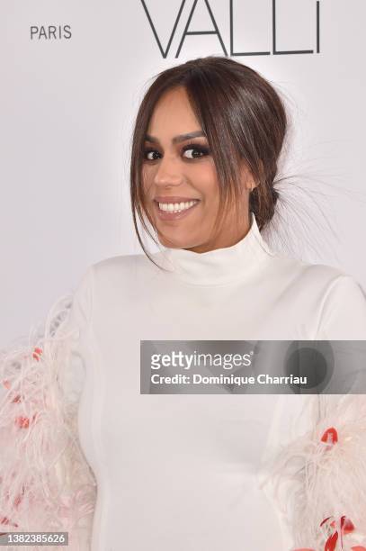 Amel Bent attends the Giambattista Valli Womenswear Fall/Winter 2022/2023 show as part of Paris Fashion Week on March 07, 2022 in Paris, France.