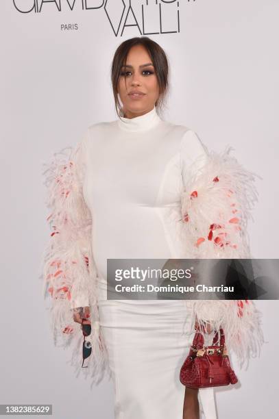 Amel Bent attends the Giambattista Valli Womenswear Fall/Winter 2022/2023 show as part of Paris Fashion Week on March 07, 2022 in Paris, France.