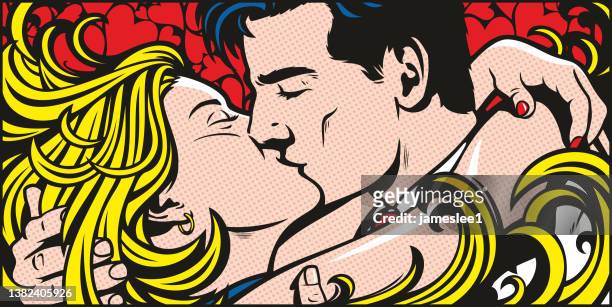 romantic couple - pop art stock illustrations