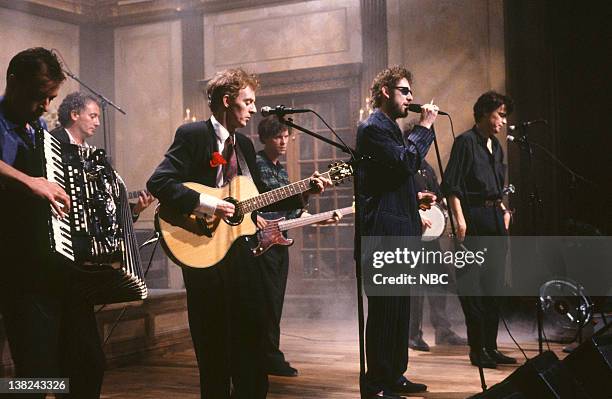 Episode 15 -- Air Date -- Pictured: James Fearnley, Terry Woods, Philip Chevron, Darryl Hunt, Shane MacGowan, Spider Stacy -- Musical guest the...