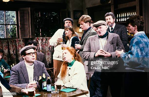 Episode 15 -- Air Date -- Pictured: Mike Myers, Kevin Nealon, Jan Hooks, Conan O'Brien, Terry Turner during the "Irish Drinking Songs" skit on March...