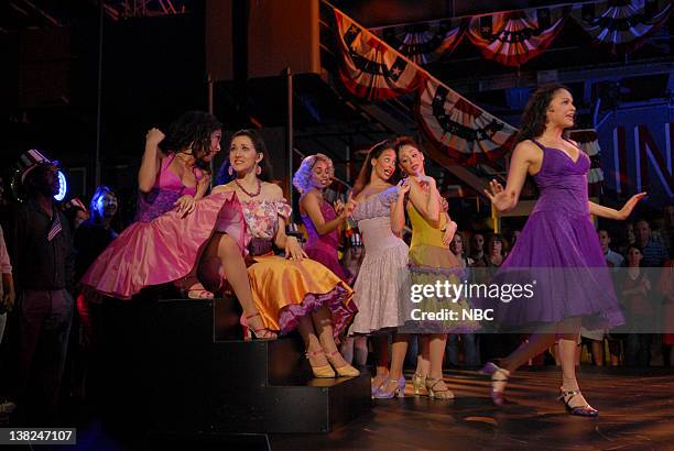 Pictured: Cast of "West Side Story" -- Tony Award winner Karen Olivo and the cast of Broadway's "West Side Story" rehearse for their performance on...