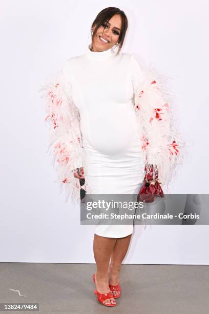 Amel Bent attends the Giambattista Valli Womenswear Fall/Winter 2022/2023 show as part of Paris Fashion Week on March 07, 2022 in Paris, France.