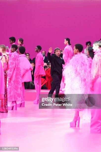 Pierpaolo Piccioli walks the runway during the Valentino Womenswear Fall/Winter 2022-2023 show as part of Paris Fashion Week on March 06, 2022 in...